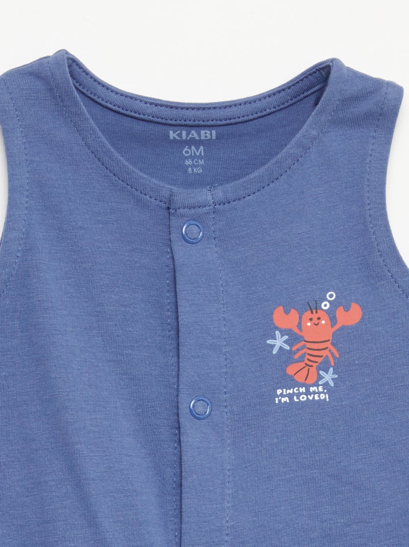 Set van 2 dunne slaappakken met drukknoopsluiting Blauw - Kiabi