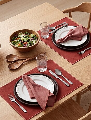 Set van 2 effen 2-in-1 placemats/servetten 32 x 40 cm - Kiabi Home