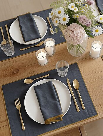 Set van 2 effen 2-in-1 placemats/servetten 32 x 40 cm - Kiabi Home