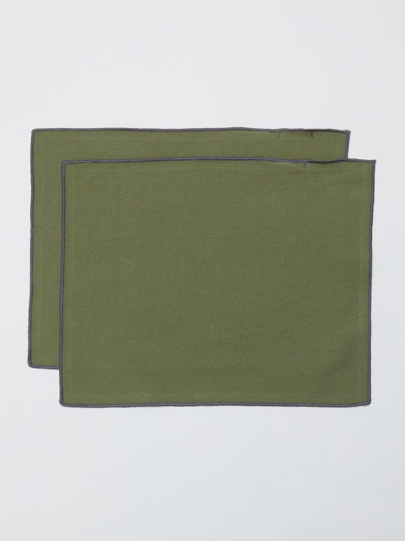 Set van 2 effen 2-in-1 placemats/servetten 32 x 40 cm - Kiabi Home groen - Kiabi