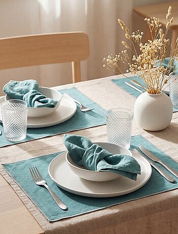 Set van 2 effen 2-in-1 placemats/servetten 32 x 40 cm - Kiabi Home