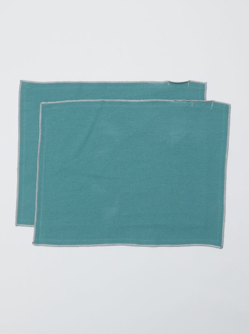Set van 2 effen 2-in-1 placemats/servetten 32 x 40 cm - Kiabi Home GROEN - Kiabi