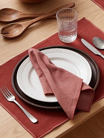 Set van 2 effen 2-in-1 placemats/servetten 32 x 40 cm - Kiabi Home