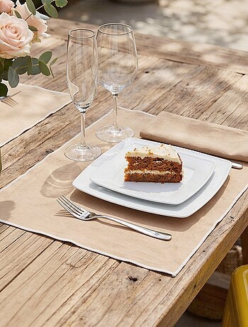 Set van 2 effen 2-in-1 placemats/servetten 32 x 40 cm - Kiabi Home