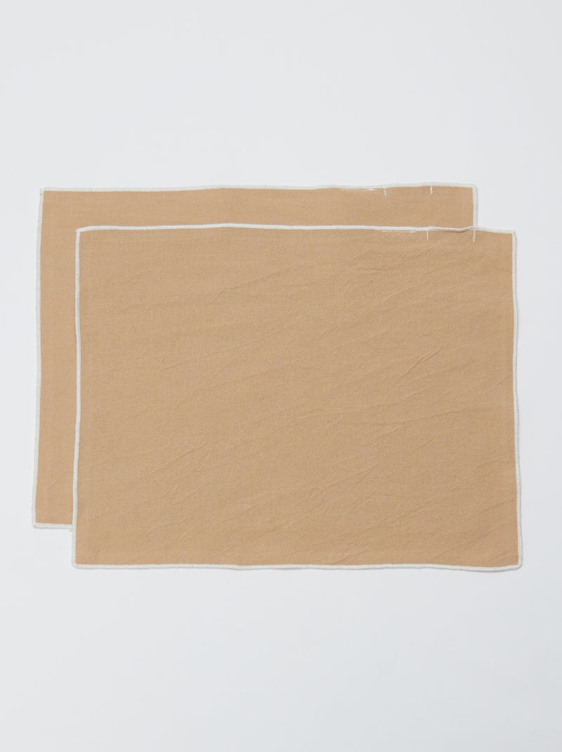Set van 2 effen 2-in-1 placemats/servetten (32x40 cm) - Kiabi Home BIEGE - Kiabi