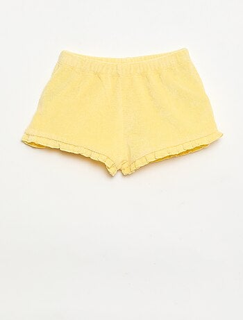 Set van 2 effen badstofshorts met ruches