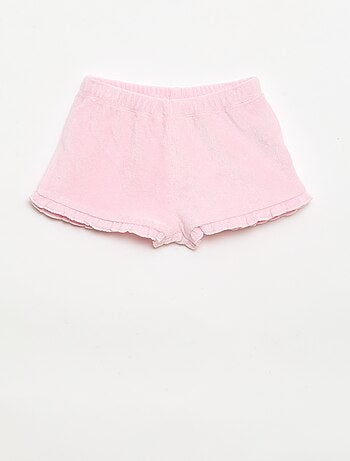 Set van 2 effen badstofshorts met ruches