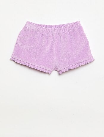 Set van 2 effen badstofshorts met ruches