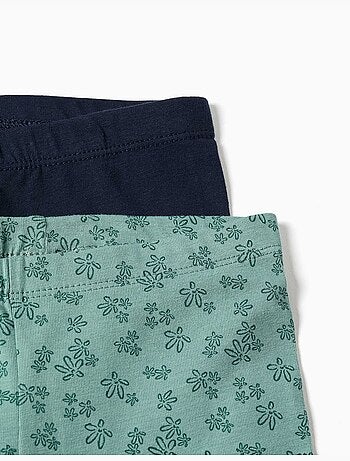 Set van 2 effen en bedrukte leggings