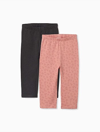 Set van 2 effen en bedrukte leggings