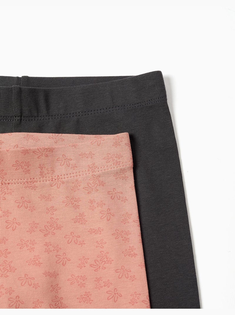 Set van 2 effen en bedrukte leggings Roze - Kiabi