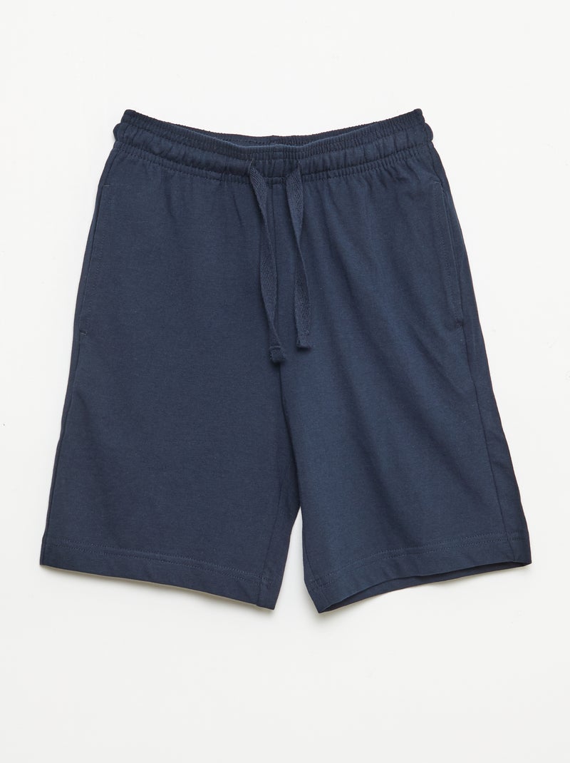 Set van 2 effen katoenen jersey shorts Blauw - Kiabi
