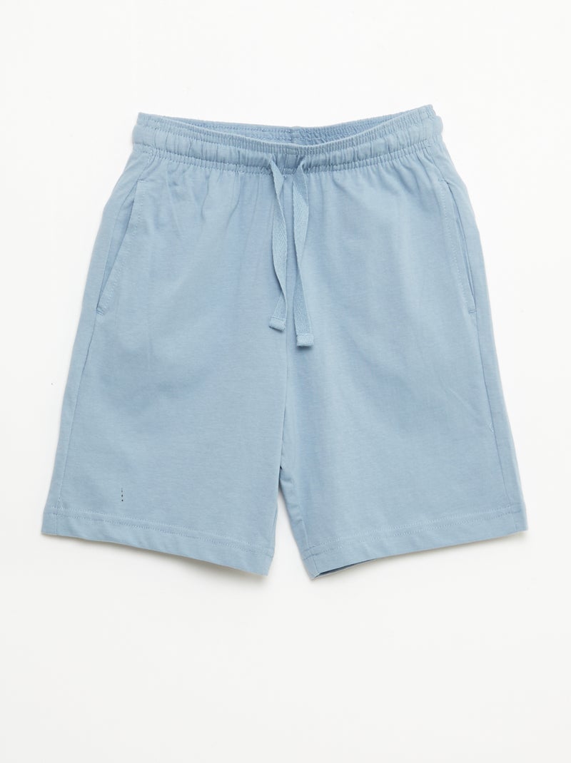 Set van 2 effen katoenen jersey shorts Blauw - Kiabi