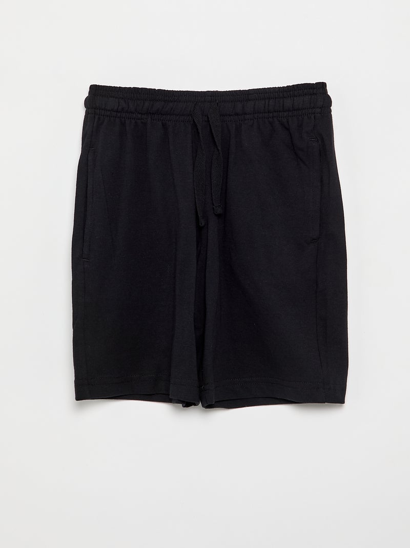 Set van 2 effen katoenen jersey shorts Zwart - Kiabi