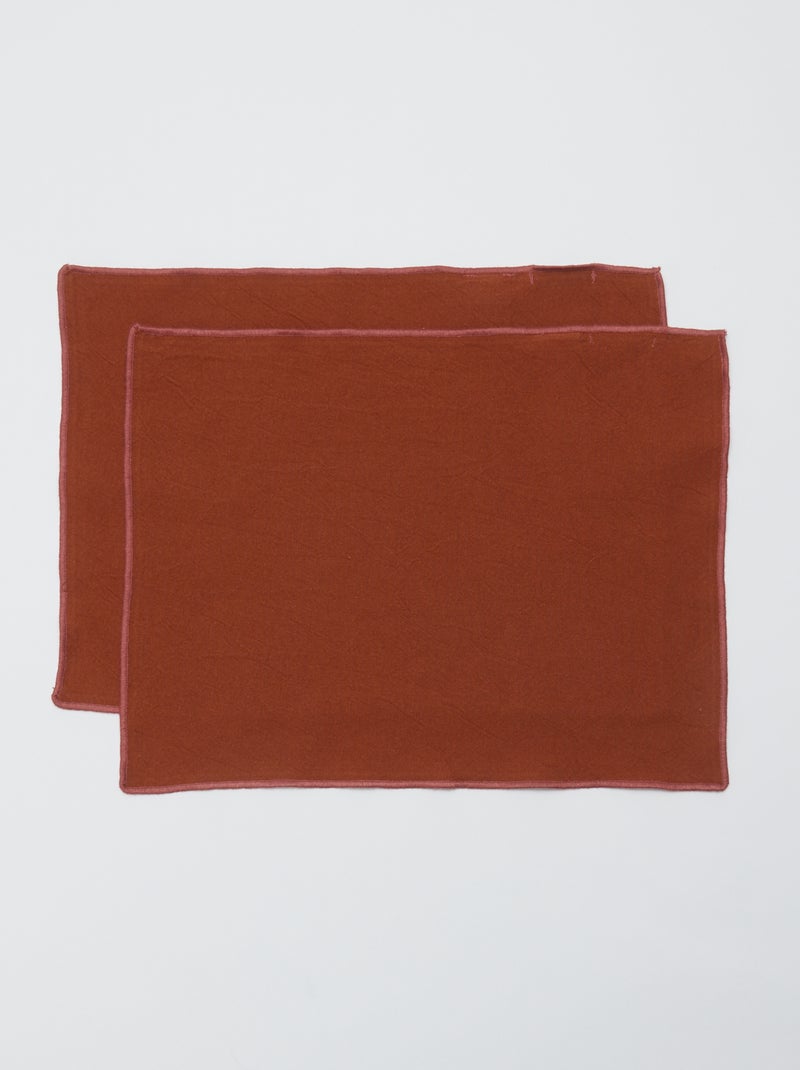 Set van 2 effen placemats/servetten 2 in 1 (32x40 cm) - Kiabi Home BRUIN - Kiabi