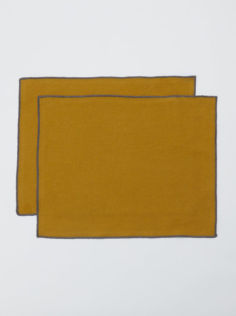 Set van 2 effen placemats/servetten 2 in 1 (32x40 cm) - Kiabi Home GEEL - Kiabi