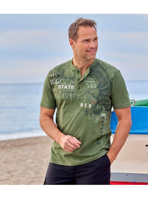 Set van 2 effen T-shirts met Henley kraag - ATLAS FOR MEN - Kiabi