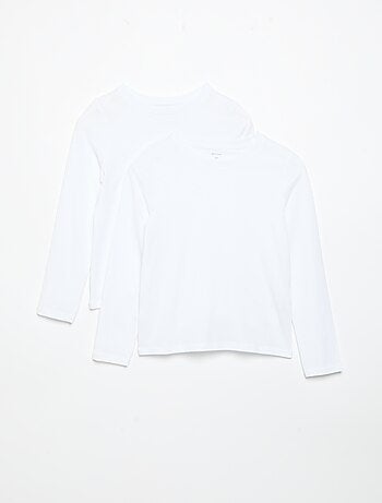 Set van 2 effen T-shirts met lange mouwen