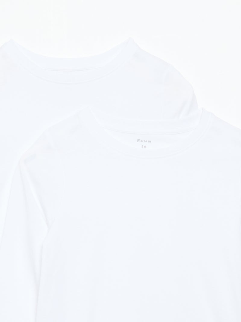 Set van 2 effen T-shirts met lange mouwen Wit - Kiabi