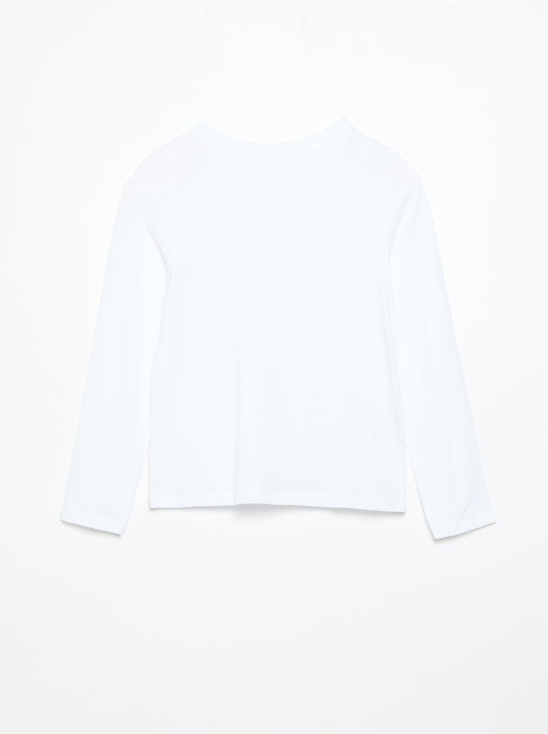 Set van 2 effen T-shirts met lange mouwen Wit - Kiabi