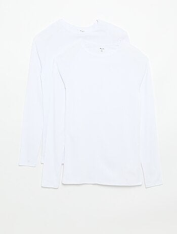 Set van 2 effen T-shirts met lange mouwen