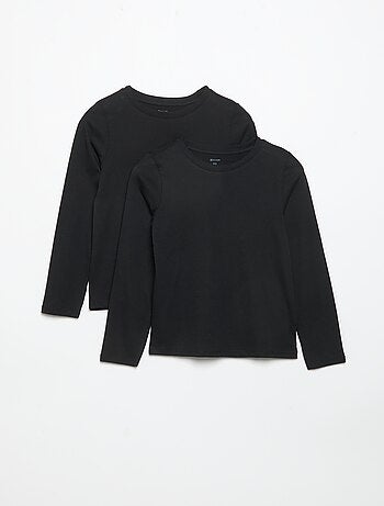 Set van 2 effen T-shirts met lange mouwen