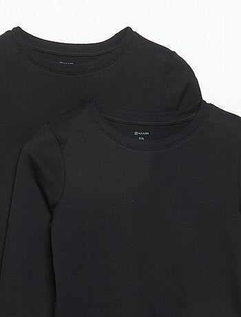Set van 2 effen T-shirts met lange mouwen