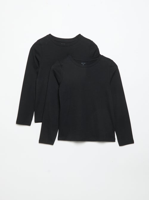 Set van 2 effen T-shirts met lange mouwen - Kiabi Set van 2 effen T-shirts met lange mouwen - Kiabi