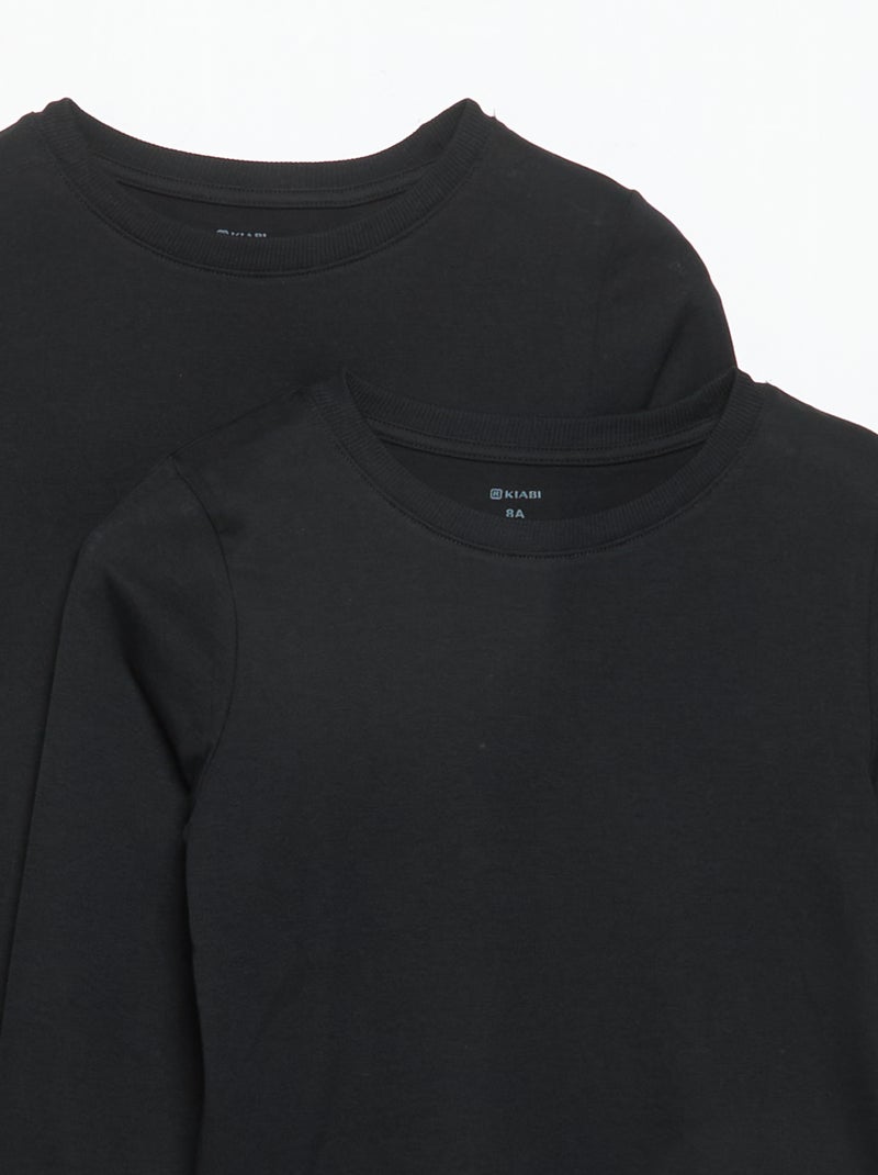 Set van 2 effen T-shirts met lange mouwen Zwart - Kiabi