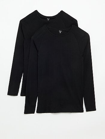 Set van 2 effen T-shirts met lange mouwen