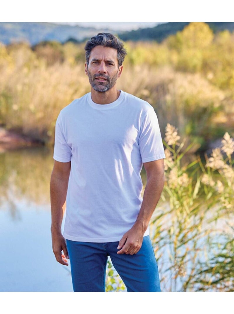 Set van 2 effen t-shirts met ronde hals - atlas for men Wit Zwart - Kiabi