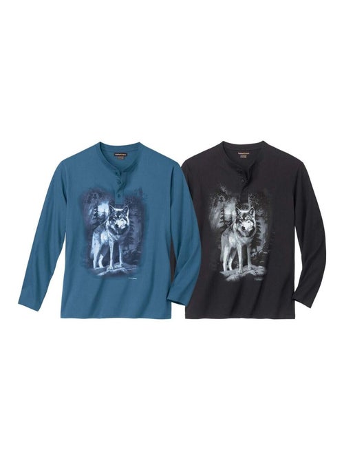 Set van 2 effen wolven T-shirts met knopenhals - ATLAS FOR MEN - Kiabi Set van 2 effen wolven T-shirts met knopenhals - ATLAS FOR MEN - Kiabi