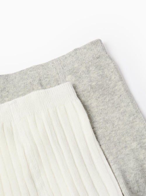 Set van 2 effen/geribde panty's - Kiabi