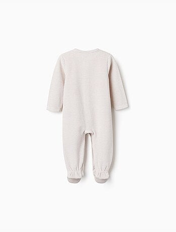Set van 2 effen/gestreepte velours babypyjama's
