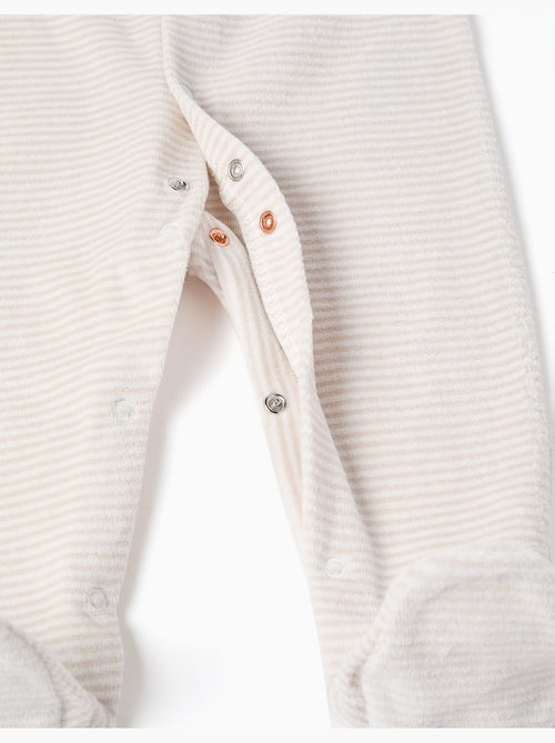 Set van 2 effen/gestreepte velours babypyjama's - Kiabi