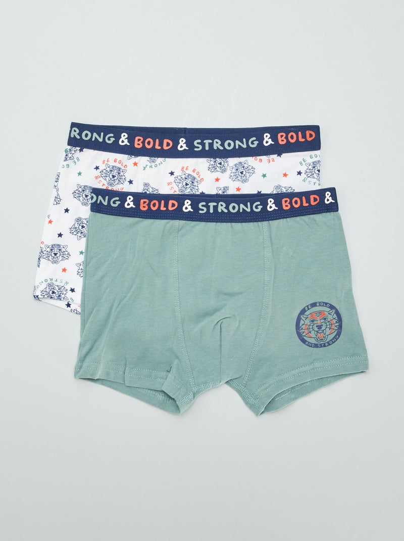 Set van 2 elastische boxershorts KAKI - Kiabi