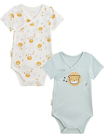 Set van 2 elio babyrompertjes met korte mouwen en een opening aan de voorkant