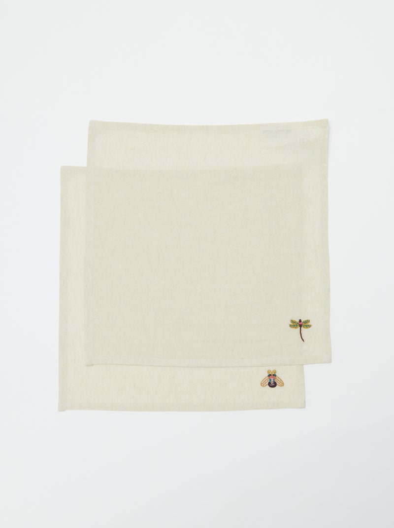 Set van 2 geborduurde handdoeken (40x40 cm) - Kiabi Home BIEGE - Kiabi