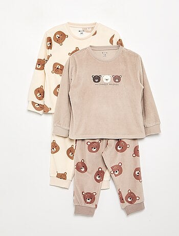 Set van 2 geprinte 2-delige fleece pyjama's