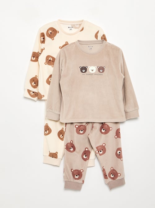 Set van 2 geprinte 2-delige fleece pyjama's - Kiabi