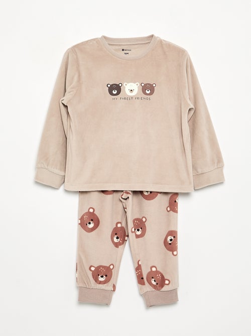 Set van 2 geprinte 2-delige fleece pyjama's - Kiabi