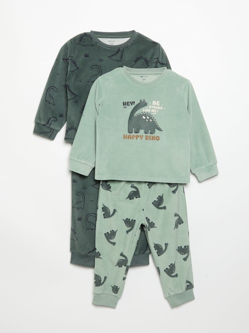 Set van 2 geprinte 2-delige fleece pyjama's - Kiabi