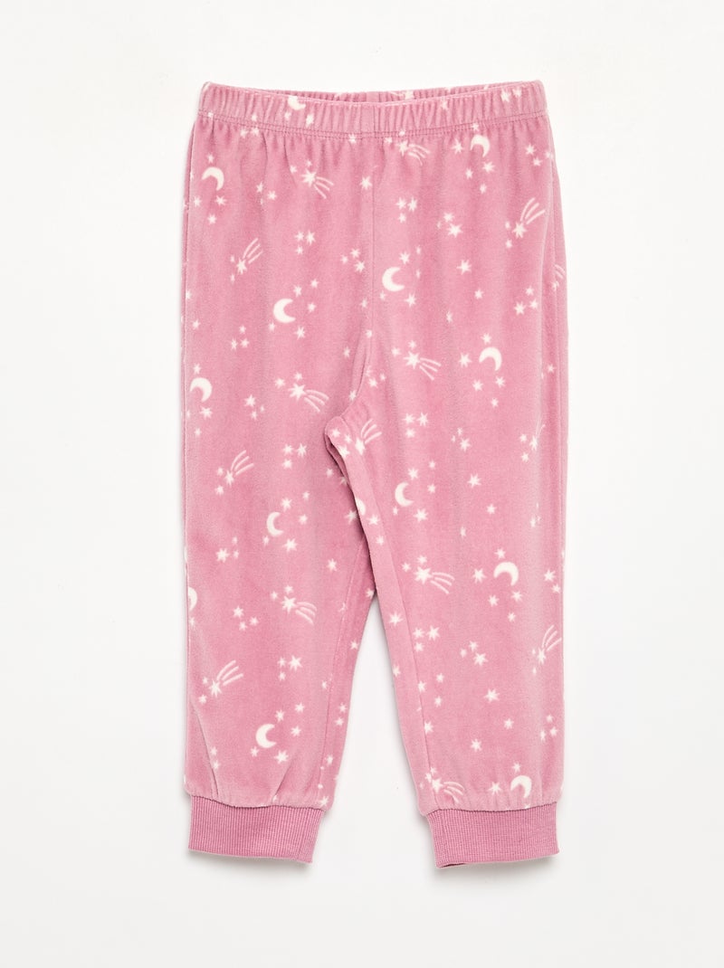 Set van 2 geprinte 2-delige fleece pyjama's Rose - Kiabi