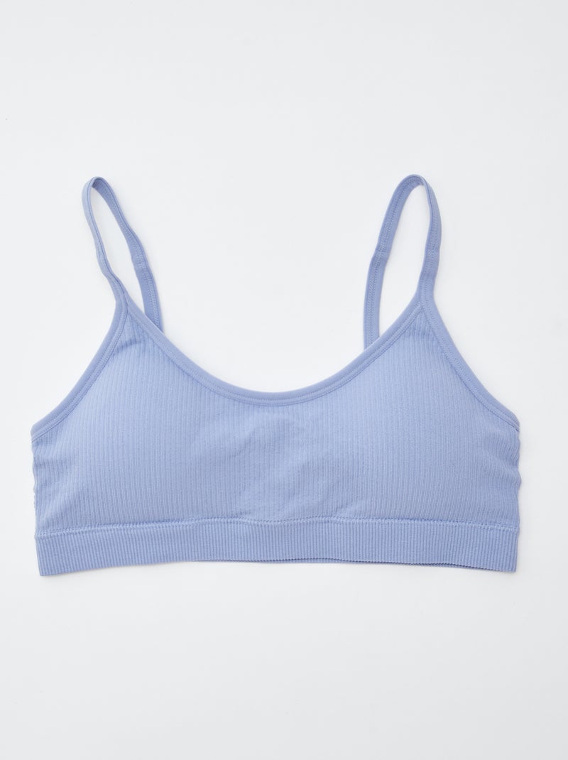 Set van 2 geribde behatops BLAUW - Kiabi