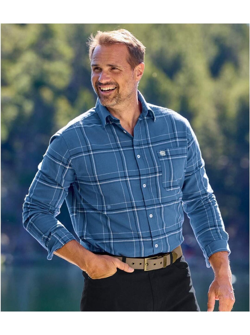Set van 2 geruite flanellen hemden - ATLAS FOR MEN Bordeauxblauw - Kiabi