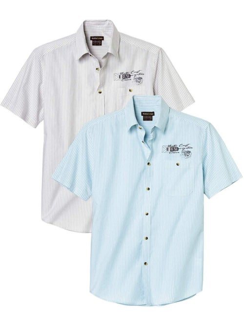 Set van 2 gestreepte overhemden - ATLAS FOR MEN - Kiabi Set van 2 gestreepte overhemden - ATLAS FOR MEN - Kiabi