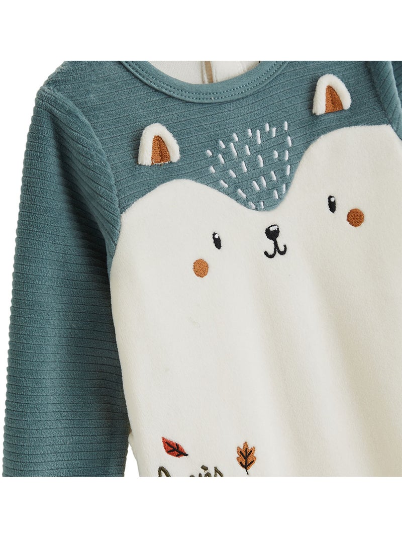 Set van 2 ginkgo velours babypyjama's Groen - Kiabi