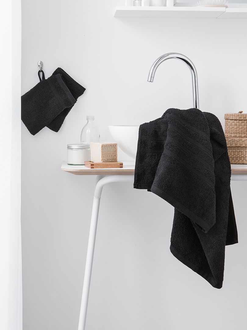 Set van 2 handdoeken van 30 x 50 cm zwart - Kiabi