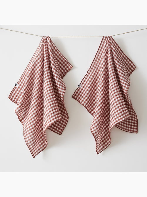 Set van 2 handdoekjes - garengeverfd katoengaas - vichy-ruit - vickie - Kiabi