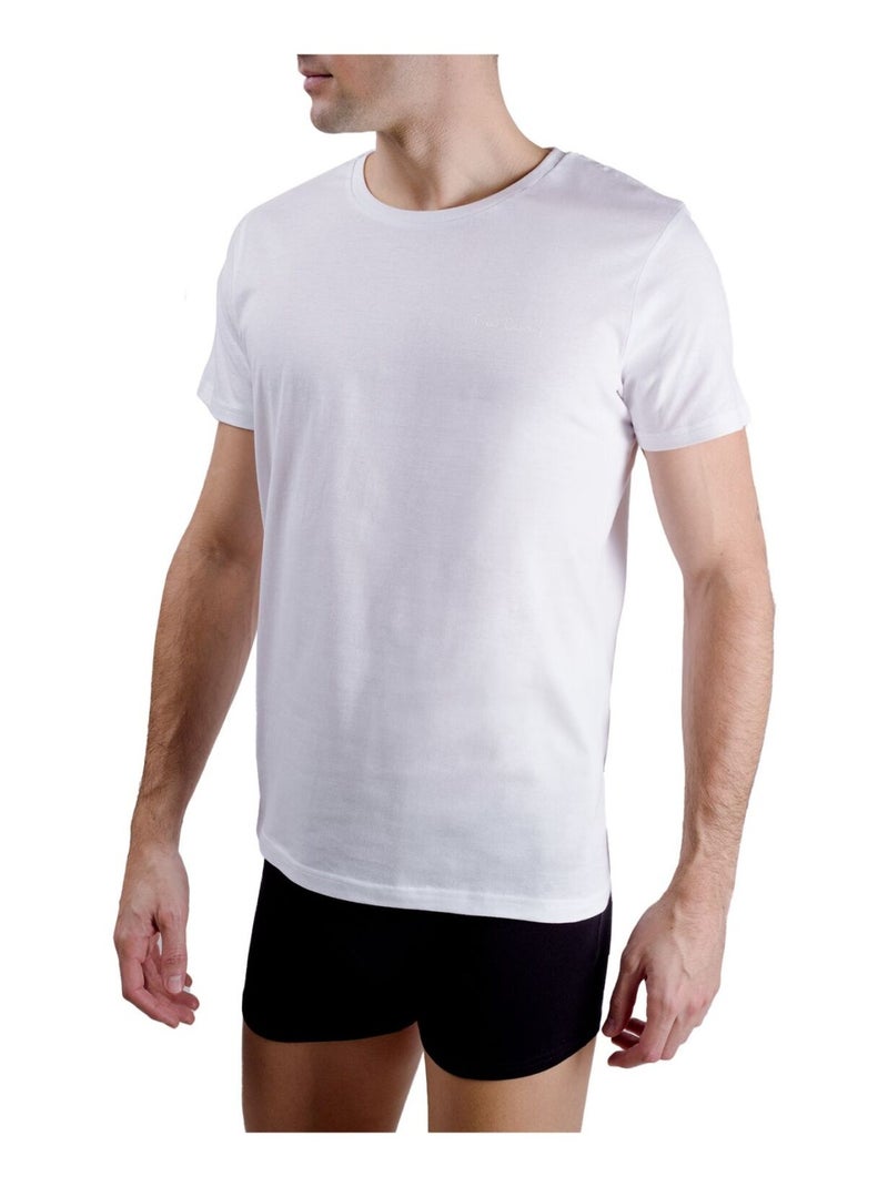 Set van 2 heren t-shirts met ronde hals en borduurwerk op de borst. Wit - Kiabi